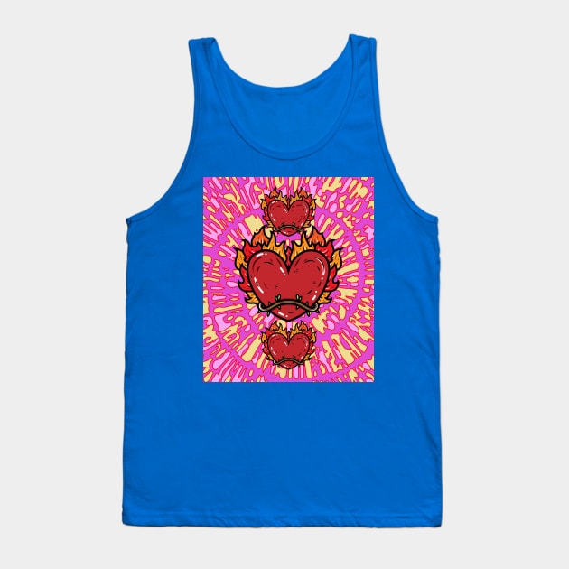 Flames Burning Heart On Fire Tank Top by flofin